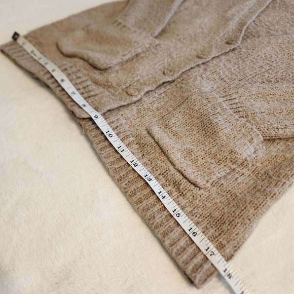 Mossimo Open Front Button Cardigan Sweater Khaki Cream Long Sleeve Sweater - Picture 11 of 13